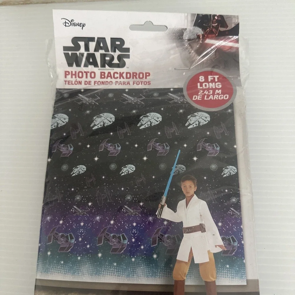 Disney STAR WARS Photo Backdrop 8 FT Long NEW Sealed Package Birthday Party 2pc